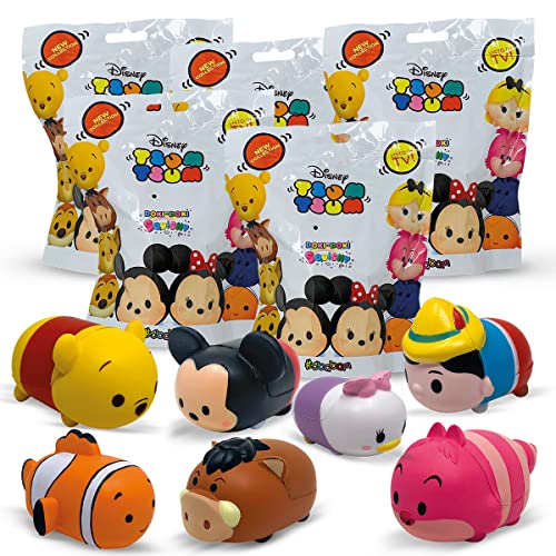 Sbabam Disney Tsum Tsum, Squishy Spielzeug mit Mickey Mouse, Minnie Mouse, Pinocchio, Nemo und Anderen, 5er-Pack, Disney Geschenke mit Weichen Kleinen Gummipuppen, Spielzeug ab 3 Jahre für Kinder