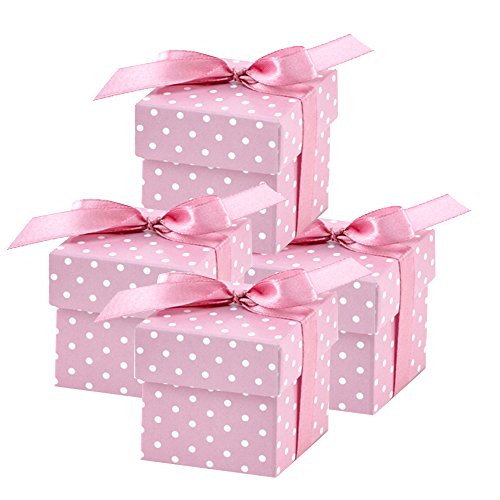 50 Stück Süße Geschenkboxen (rosa) Gastgeschenk für Hochzeit Babyparty Taufe Geburt