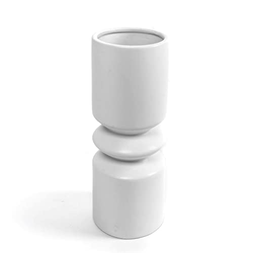 CIAL LAMA Vase aus Keramik, dekorativ, Elegantes Design, Weiß, 24 cm