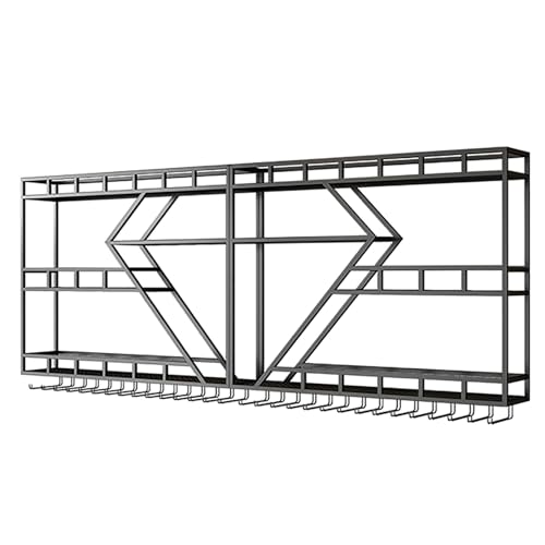 Modernes Weinregal Zur Wandmontage, Moderne Barregale Flaschenregal Mit Weinglashalter, Hängend Aufbewahrungsregal, Weinpareite Display Rack, Für Küche, Wohnzimmer, Zuhause ( Color : Black+yellow ligh