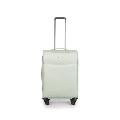 Stratic Light + Koffer Weichschale Reisekoffer Trolley Rollkoffer mittelgroß, TSA Kofferschloss, 4 Rollen, Erweiterbar, Größe M, Mint