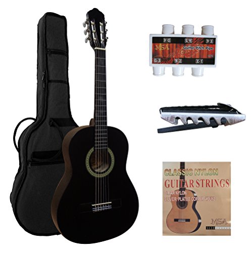 3/4 GITARRE - KONZERTGITARRE IM SET - JUGENDGITARRE - CLASSIC - SCHWARZ-MATT - TASCHE - KAPODASTER - SAITEN - STIMMPFEIFFE - MIBK