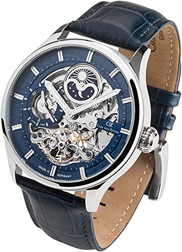 Carl von Zeyten Herren Analog Automatik Uhr mit Leder Armband CVZ0008BLS