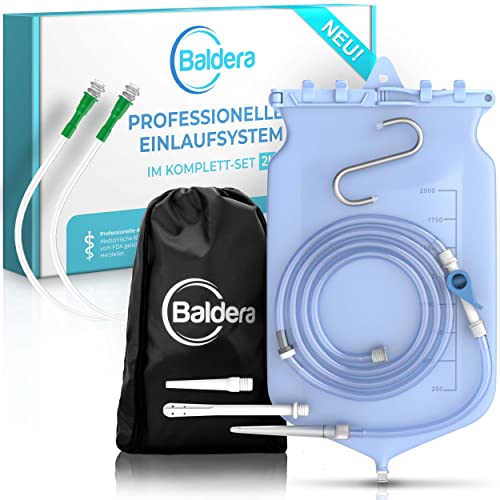 Baldera Darmspülungsgerät - Medizinischer Einlauf zur Darmreinigung - Premium Einlaufset mit 5 Einlaufdüsen - Darmstabilisierender Irrigator inkl. Aufbewahrungsbeutel