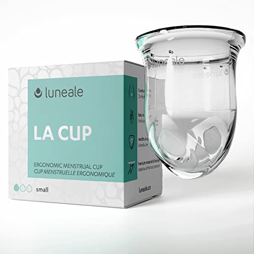 Luneale – La Cup, verbesserte Version – Menstruationstasse ohne Stiel, ergonomisches Design – erhältlich in 3 Größen (S – niedrig/mittel)