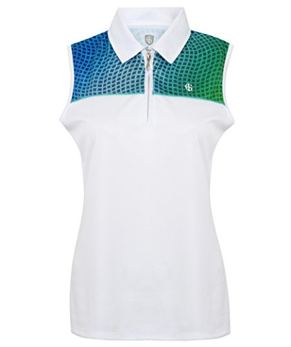 Damen Hochwertiges Polo-Shirt 1695 - White für Golf oder Freizeit; atmungsaktives Funktionsmaterial Gr. 44