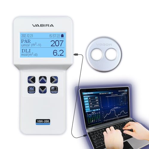 VBR-200 PAR-Messgerät für Wachstum, Datenlogger, Test-PFD, DLI, Lux, CCT, Temperatur, Luftfeuchtigkeit, VPD.Dimmer