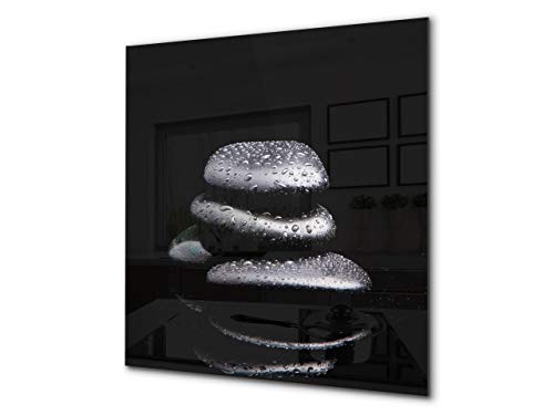 Einzigartiges Glas-Küchenpanel - Hartglas-Rückwand - Kunstdesign Glasaufkantung BS02 Serie Stein: Stone Water Drops 10