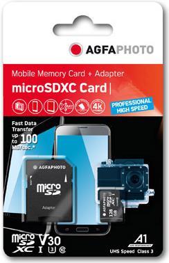 AgfaPhoto Microsdxc Uhs I 128gb Prof. High Speed U3 V30 A1