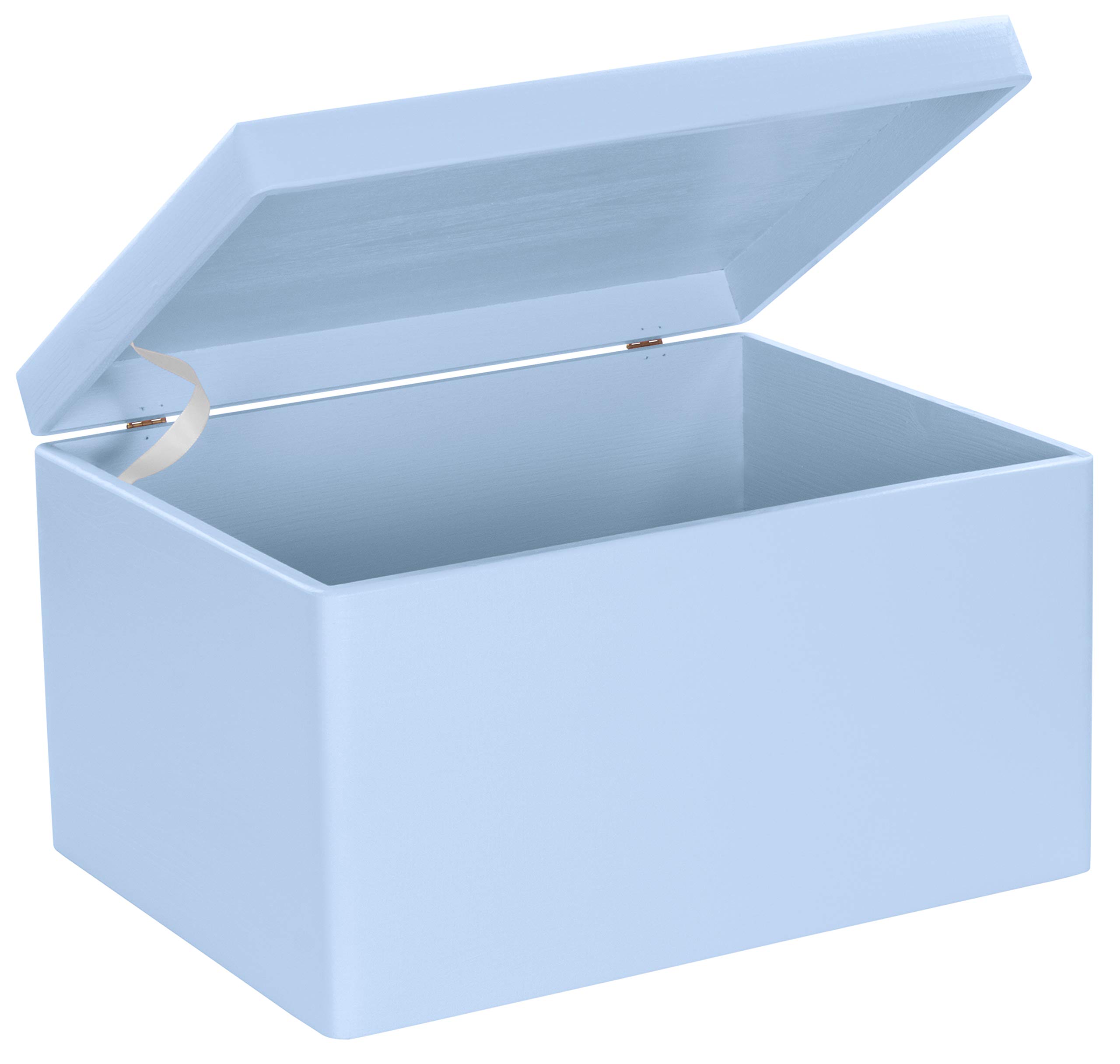 LAUBLUST Große Holzkiste mit Deckel - Allzweck-Kiste aus Holz - Aufbewahrungskiste | Spielzeug-Truhe - Geschenk-Verpackung | Deko-Kasten zum Basteln FSC® (Blau, ca. 40 x 30 x 24 cm | XL)