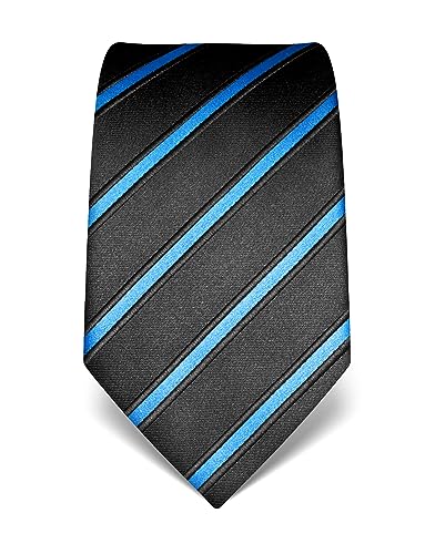 Vincenzo Boretti Herren Krawatte reine Seide gestreift edel Männer-Design zum Hemd mit Anzug für Business Hochzeit 8 cm schmal / breit blau