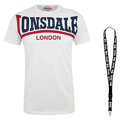 Lonsdale T-Shirt - Herren Shirts - Männer Tshirt - Kurzarm Shirt - Limited Schlüsselband (XXL, 10white)