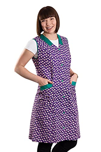 Damenkittel Kittel Schürze Hauskleid ohne Arm Baumwolle bunt, Farbe:Dessin 4, Größe:58