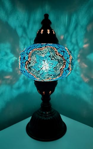 Mosaiklampe Mosaik - Tischlampe L Stehlampe orientalische lampe Türkis - Stern Samarkand-Lights