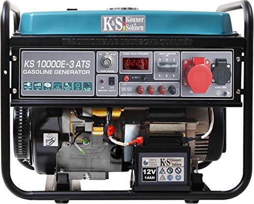 Könner & Söhnen KS 10000E-3 ATS - 4-Takt Benzin Stromerzeuger 18 PS mit E-Start, Notstromautomatik, Automatischer Spannungsregler 1x16A (400V/230V) Generator
