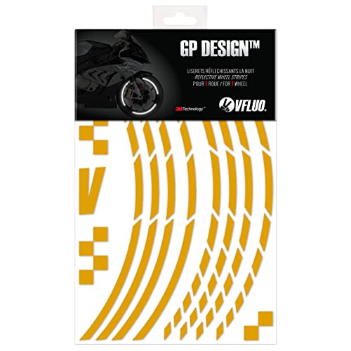 VFLUO - Kit Reflektierende Felgenrandaufkleber GP Motorrad, Aufkleber für 1 Rad 3M™-Technologie™, 360°-Kreis - Hohe Sichtbarkeit von der Seite – Diskret und Design – Einfache Installation