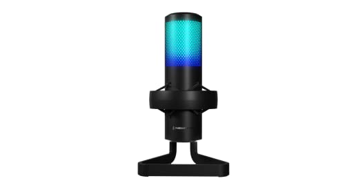 Newskill Apholos Professionelles RGB-Gaming-Mikrofon mit Farbwechsel, Eco-Modus und 4 Polaritätsmuster, Schwarz