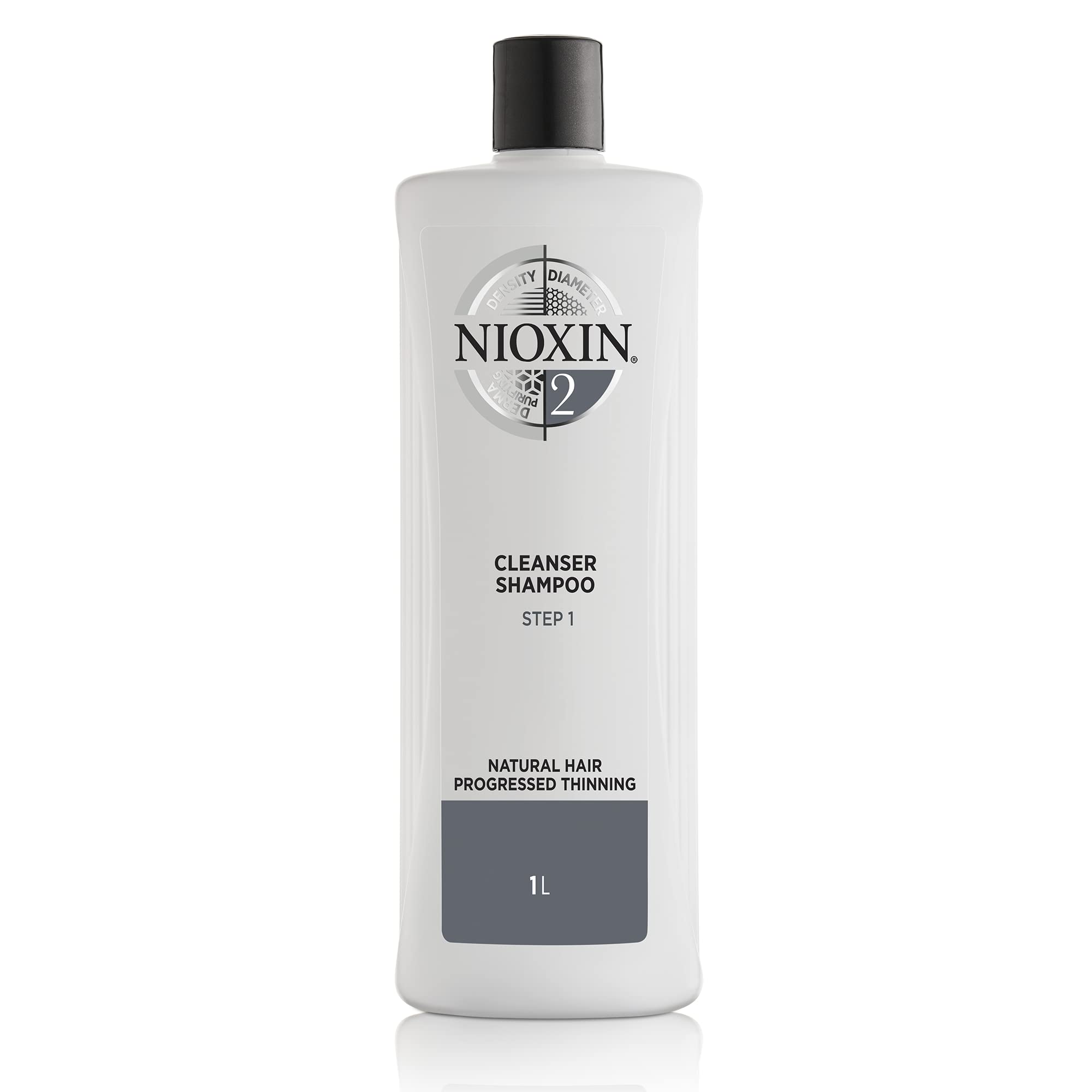 NIOXIN System 2 Cleanser Shampoo (1 L) – Shampoo gegen Haarausfall für naturbelassenes, sichtbar dünner werdendes Haar – Tiefenreinigungsshampoo zur Haarverdichtung