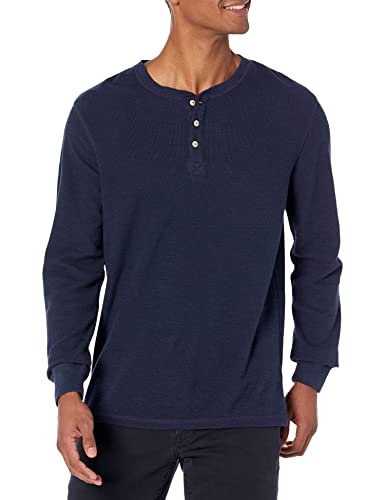 Goodthreads Herren Langärmeliges Thermo-Henley aus Flammgarn, Marineblau, XL