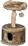 dobar Design-Kratzbaum Ruby mit Naturstamm und Spielball, Katzenmöbel mit Katzenhöhle und Liegefläche, Ø 45 x 78-88 cm, Braun