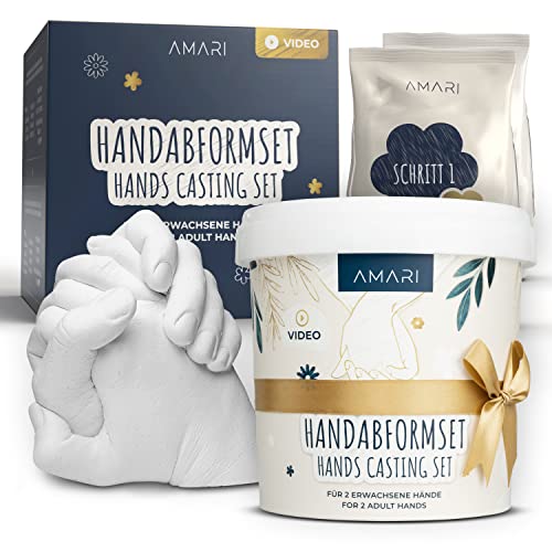 Amari ® Handabdruck Set für Paare – 3D Gipsabdruck Set Valentinstag, Hochzeit, Jahrestag, Weihnachten – hochwertiges Gipsabdruckset