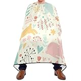 Shaving Beard Hairdressing Haircut Capes - Lovely Rabbit in Flowers Professional Waterproof with Snap Closure Adjustable Hook Unisex Hair Cutting Cape
