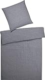 elegante Leinen Bettwäsche Breeze dunkelgrau 1 Bettbezug 135 x 200 cm + 1 Kissenbezug 80 x 80 cm