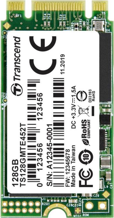 Transcend MTE452T 128GB Interne M.2 PCIe NVMe SSD 2242 M.2 NVMe PCIe 3.0 x2 Retail TS128GMTE452T