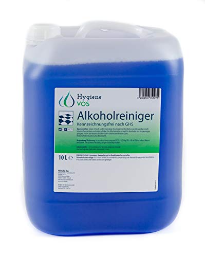 Hygiene VOS Schnellreiniger Alkoholreiniger mit Duft 10 Liter. Schonreiniger für glatte Oberflächen wie Glas, Kunststoff sowie lackierte Möbel und Kunstleder