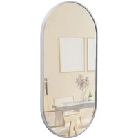 Terra Home Wandspiegel - Oval, 60x30 cm, Silber, Modern, Metallrahmen Spiegel, HOCH und QUER Montage möglich - für Flur, Wohnzimmer, Bad oder Garderobe