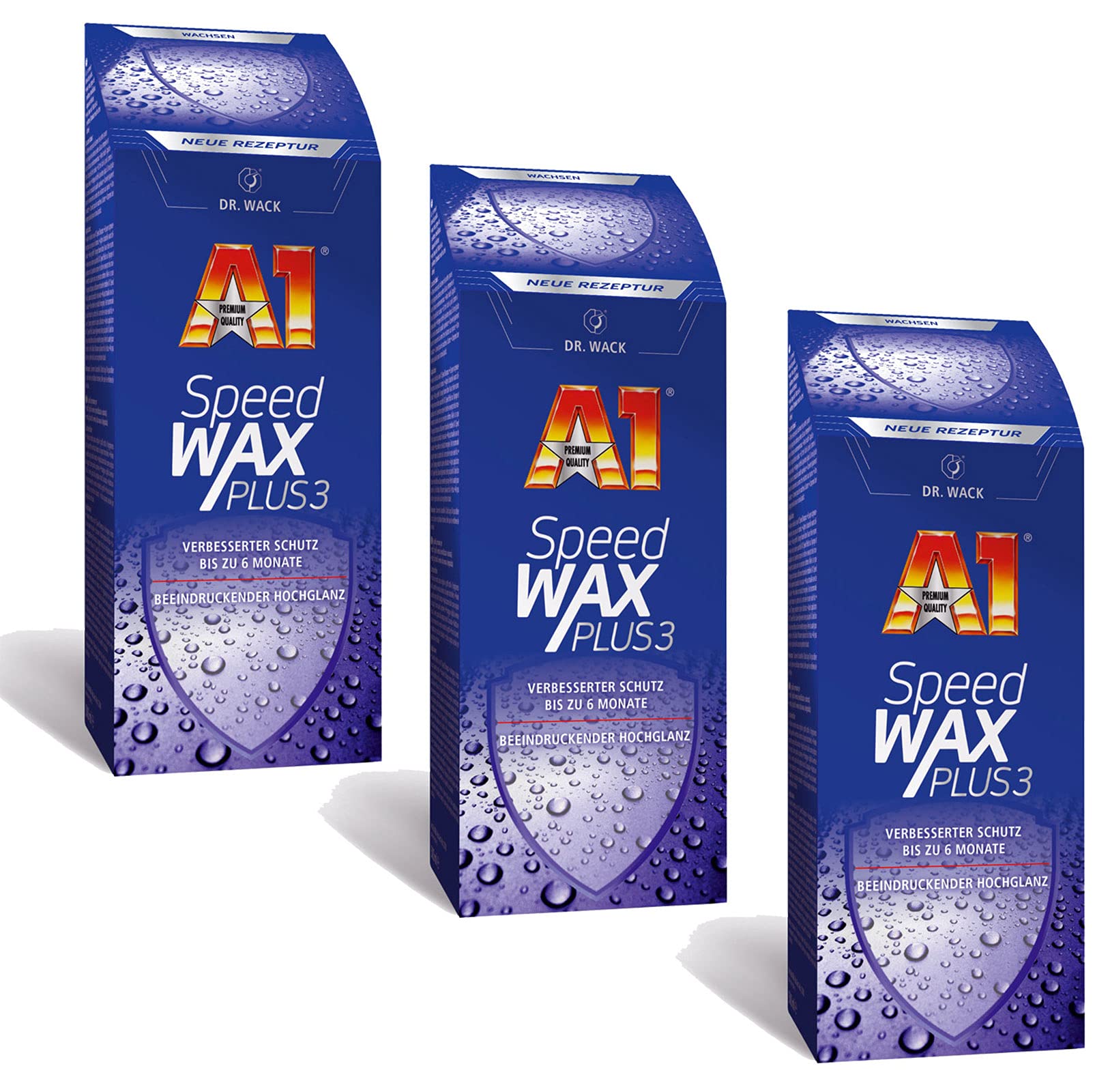 ILODA 3X 500ml Dr. Wack A1 Speed Wax Plus 3, Auto-Hartwachs, Auto-Wachs, Lackschutz, Lackversiegelung, Carnauba-Wachs mit extrem langanhaltenden Wasser-Abperl-Effekt für alle Lacke