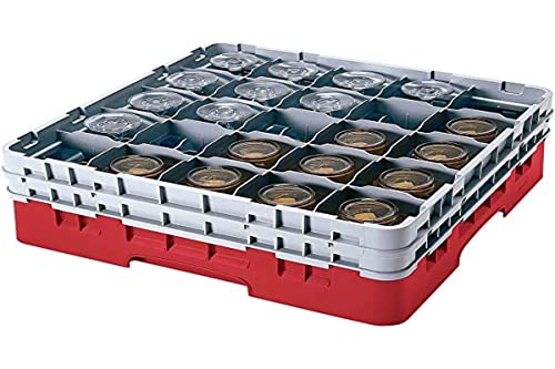 Cambro 20S800 Camracks Polypropylen Körbe für Stiel und Bechergläser mit 20 Fächern, 1/1 Grösse, Preiselbeere, 9.84cm Durchmesser, 21.5cm Maximale Höhe, 2 Stück