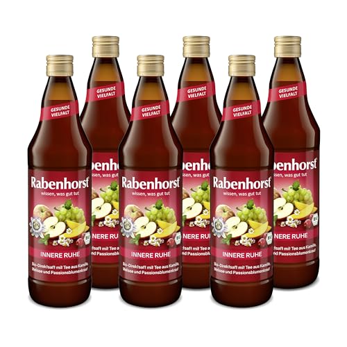 RABENHORST Innere Ruhe BIO, 6er Pack (6 x 700 ml) - Bio-Mehrfruchtsaft mit Kamillen-Melissen-Passionsblumenkrauttee