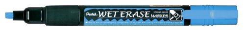 Pentel SMW26-CO Wet Erase Marker, Kreidemarker, Feucht abwischbar, Keilspitze, 12 Stück, Blau