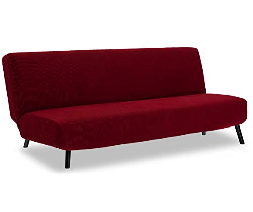 TIANSHU Sofabezug ohne armlehnen 3 sitzer,Spandex Couchbezug ohne armlehne Elastischer Antirutsch Stretchhusse Weich Stoff(Ohne armlehnen,Weinrot)