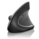 CSL Optische Wireless kabellos Funk Maus, Bluetooth + 2,4 Ghz Funk - vertikale Ausführung, Ergonomisches Design, Vorbeugung gegen Mausarm Tennisarm, Besonders armschonend, 5 Tasten schwarz
