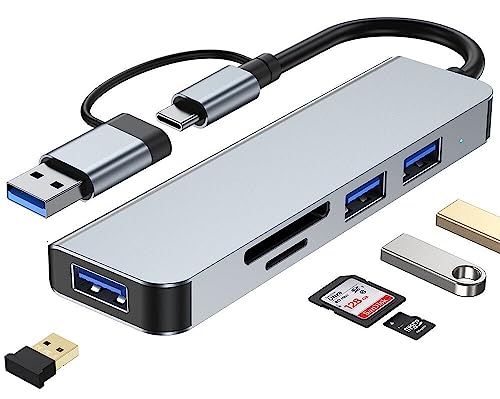 vienon USB-C-Hub, Aluminium-USB-3.0-Hub mit SD/TF-Kartenleser, 5-in-1-USB-Daten-Hub, USB-Splitter für MacBook, PC, Laptops, Drucker, Surface Pro, USB-Flash-Laufwerke und mehr