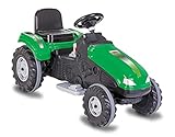 JAMARA 460786 - Ride-On Traktor Big Wheel - Leistungsstarke Antriebsmotoren, 12V Akku, bis 60KG, Softanlauf, Motorbremse, Sound, Verstellbarer Sitz, Motorhaube aufklappbar, Anhängerkupplung, grün