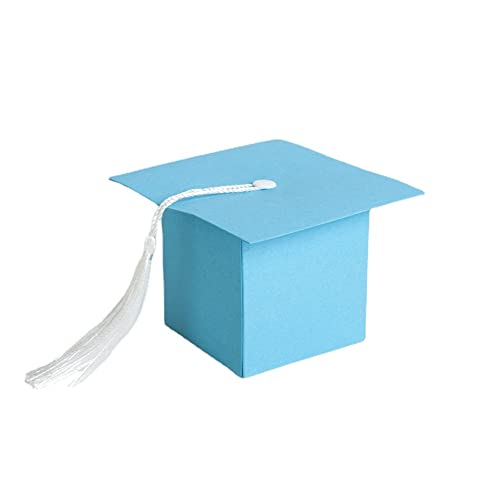 Geschenkboxen,Box, Pralinenschachtel aus Papier, Geschenkboxen, Bachelor-Mütze, Leckerli-Box, Geschenkbox for Hochzeit, Braut, Abschlussfeier, Feier, 50 Stück (Color : Blue)
