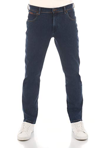 Wrangler Herren Jeans Texas Slim Fit Jeanshose Hose Denim Stretch 99% Baumwolle Blau Schwarz W30-W44, Größe:38W / 34L, Farbvariante:Blue Chip (W12SLQ46A)
