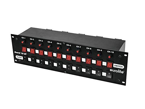 Eurolite Board 10-ST 10x Schutzkontakt | Panel, 10 Schalter (10 x Flash), getrenntes Schalten (10 Schutzkontaktdosen)