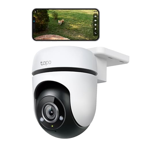 TP-Link C500 WLAN-Überwachungskamera für den Außenbereich, 360 Grad, Auflösung 1080p, Bewegungserkennung, Nachtsicht bis zu 30 m, Bi-Wege-Audio, Sirene, kompatibel mit Alexa und Google