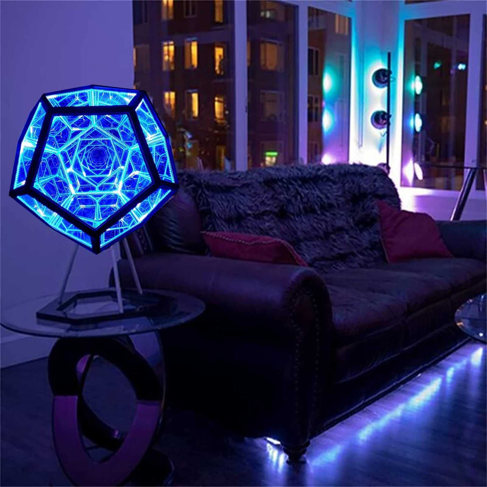 LZH FILTER Led-Nachtlicht Unendliches Dodekaeder-Farblicht Art Decor Tischlampe Kreative Coole Kunstbeleuchtung USB-betriebene Party-Lampen für Home Desktop Dekoration