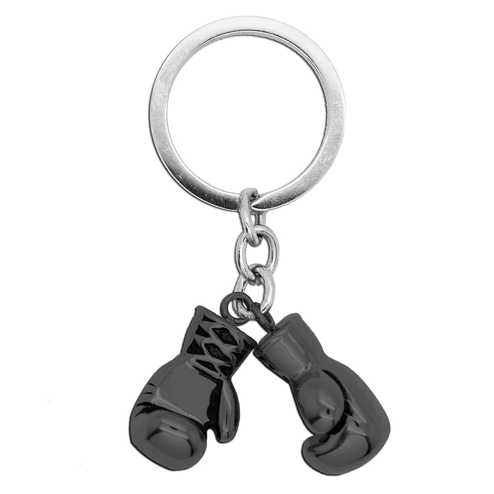 Tumundo Boxhandschuh + Etui Schlüsselanhänger Schlüsselring Set von 2 STK / 1 STK Anhänger Boxen Sport Stahl Handschuh, Variante_:1 Paar Boxhandschuhe schwarz