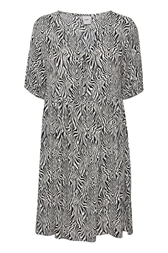 ICHI IHMARRAKECH AOP DR9 Damen Freizeitkleid Kleid mit V-Ausschnitt und kurzen Ärmeln, Gemustert, Größe:XL, Farbe:Birch (130905)