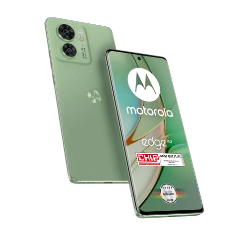 Motorola edge40 (6,55"-FHD+-Display, 50-MP-Kamera, 8/256 GB, 4400 mAh, Anroid 13) Nebula Green inkl. Schutzcover