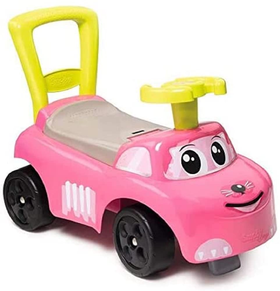 Smoby - Mein erstes Auto Rutscherfahrzeug - Kinderfahrzeug mit Staufach und Kippschutz, für drinnen und draußen, für Kinder ab 10 Monaten, rosa