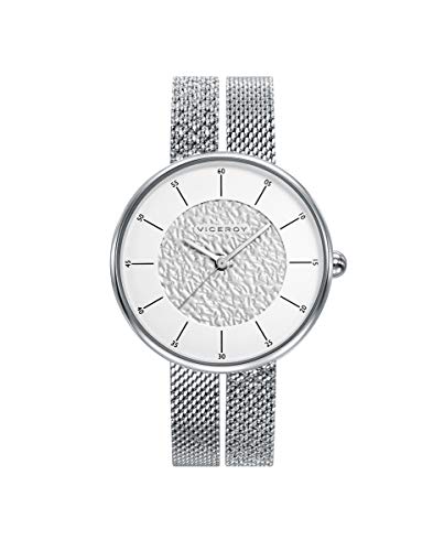 Viceroy Air Damen-Armbanduhr, Edelstahl, Milanaise, doppeltes Zifferblatt, Silber 42374-47