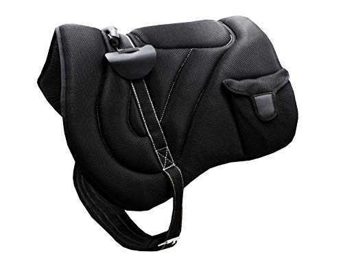 AMKA Bareback Pad Reitpad Alamiee mit Zwei Taschen und Sattelgurt, weich und komfortabel, schwarz