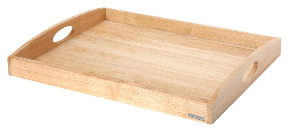 Continenta Tablett aus Gummibaumholz, Frühstückstablett, Holz-Serviertablett, Servierbrett, rechteckig, Größe: 54 x 42 x 5 cm
